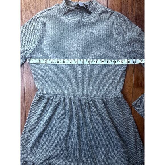Emma & Michele Grey Ribbed Fit and Flare Long sleeve Dress Medium - Picture 7 of 9